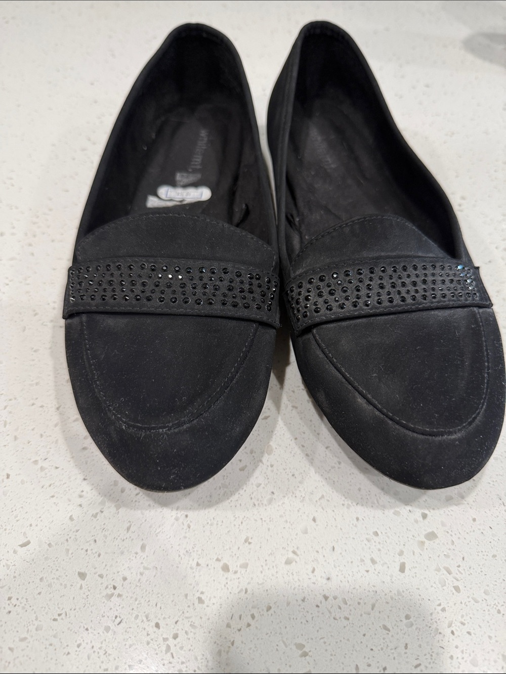 White Mt. Black Studded Suede Women's Flats